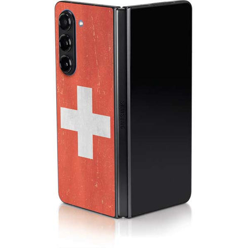 Switzerland Flag Distressed Galaxy Z Fold5 5G Skin